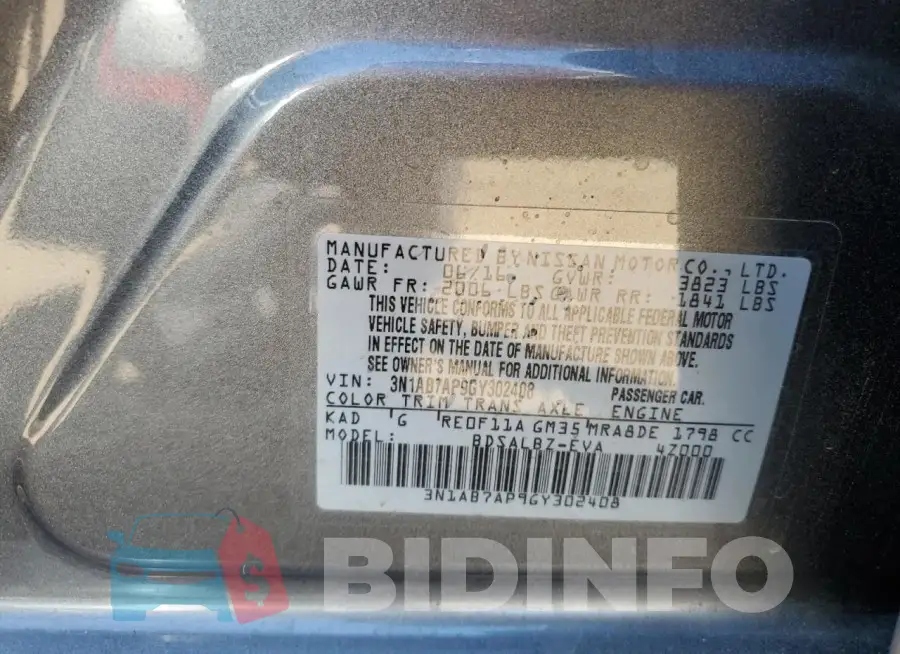 3N1AB7AP9GY302408 Photo# 12
