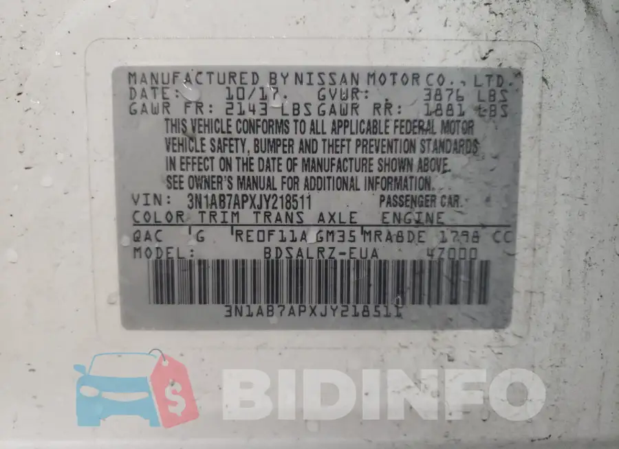 3N1AB7APXJY218511 Photo# 13