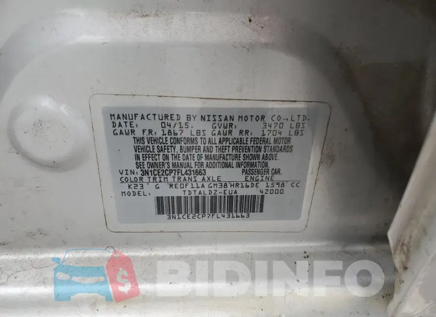 3N1CE2CP7FL431663 Photo# 12