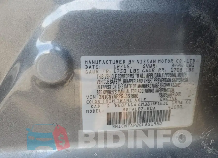3N1CN7AP2GL851980 Photo# 12