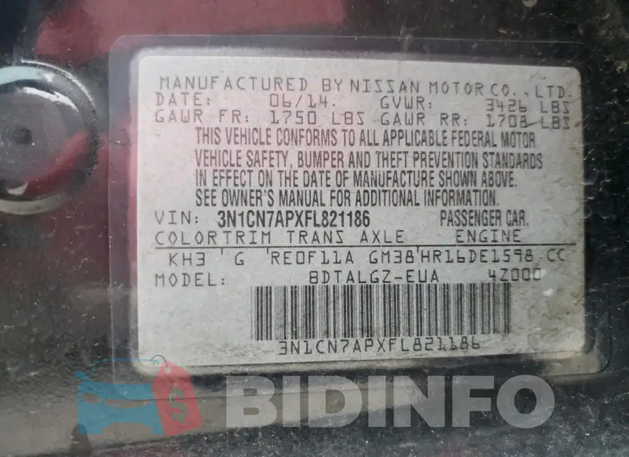3N1CN7APXFL821186 Photo# 12