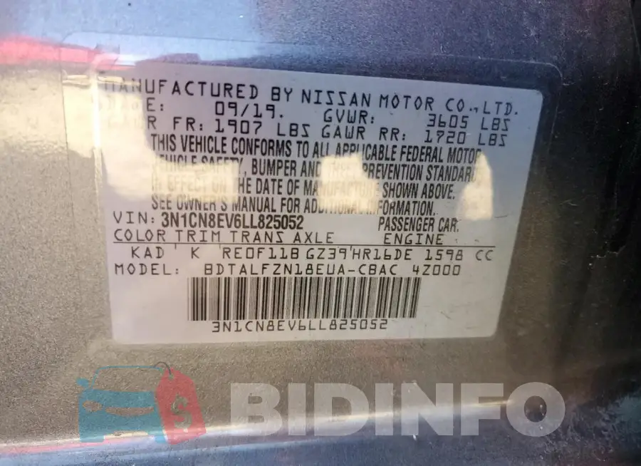 3N1CN8EV6LL825052 Photo# 12