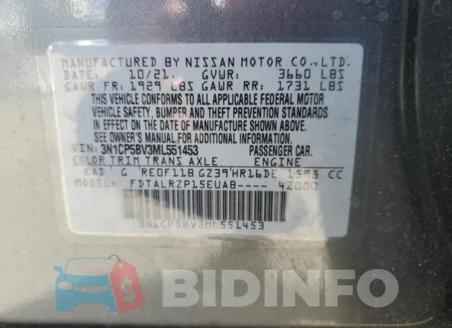 3N1CP5BV3ML551453 Photo# 12
