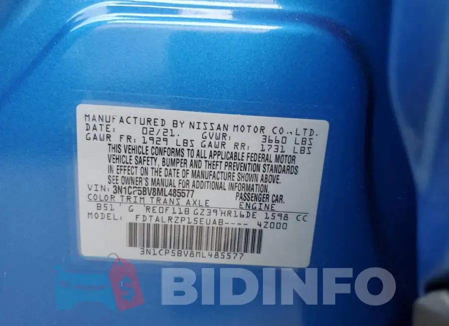 3N1CP5BV8ML485577 Photo# 12
