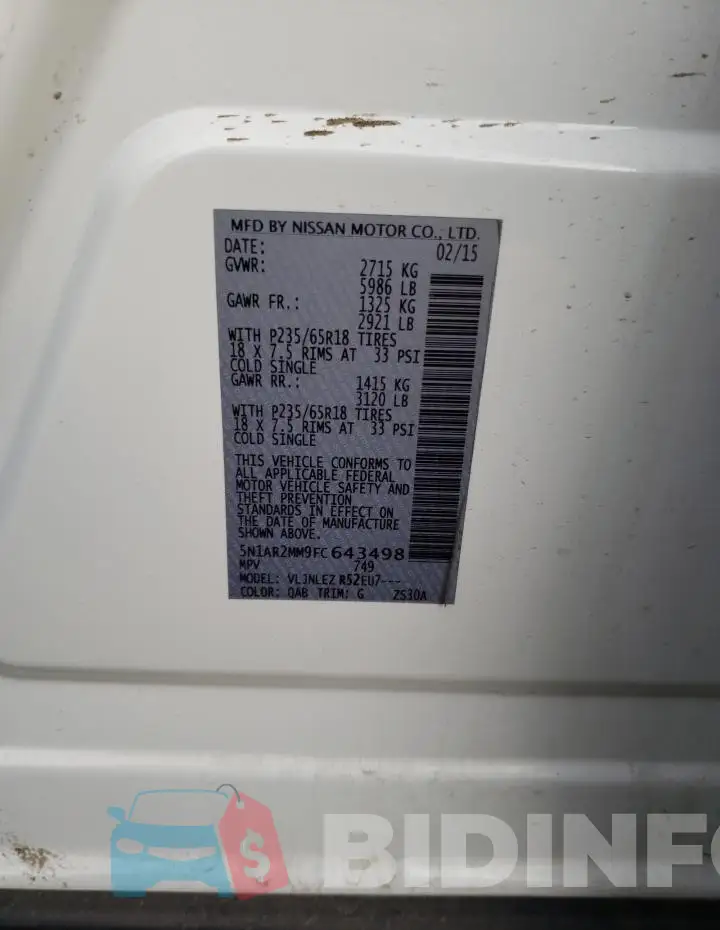 5N1AR2MM9FC643498 Photo# 12
