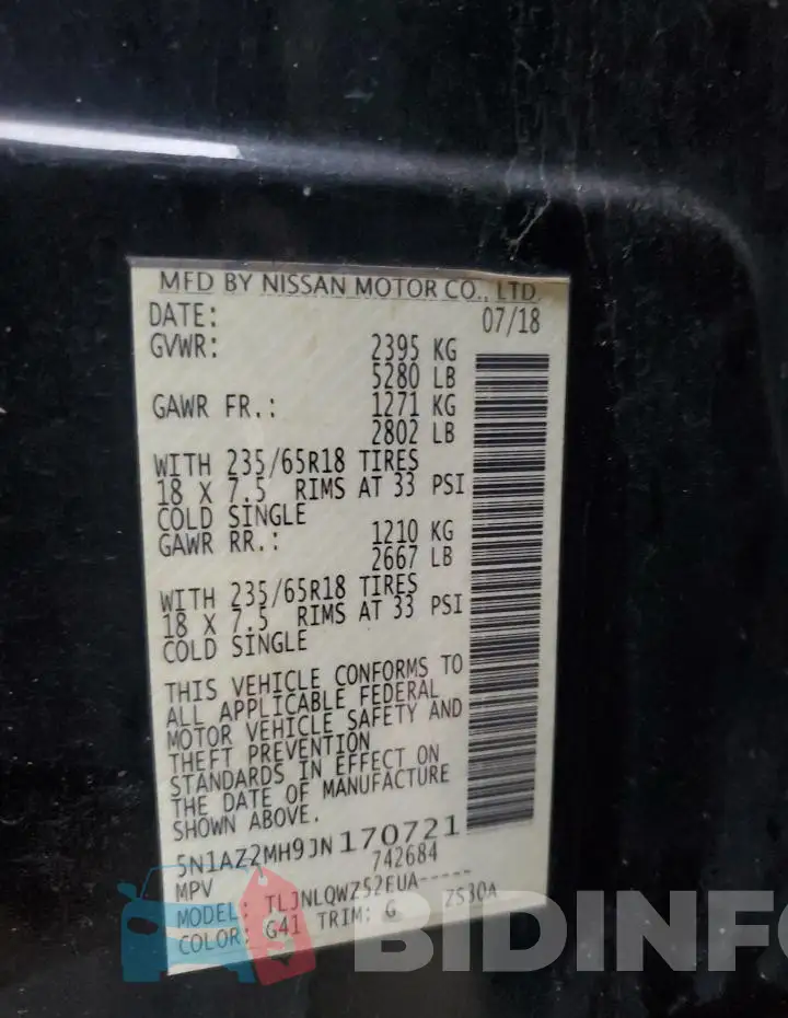 5N1AZ2MH9JN170721 Photo# 13