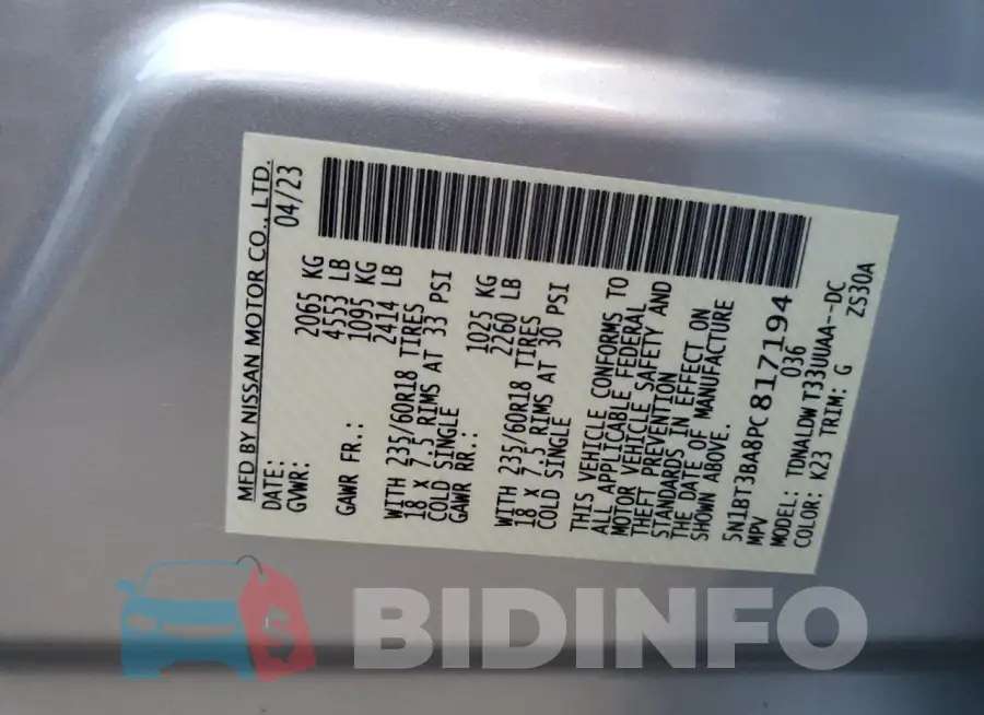 5N1BT3BA8PC817194 Photo# 13