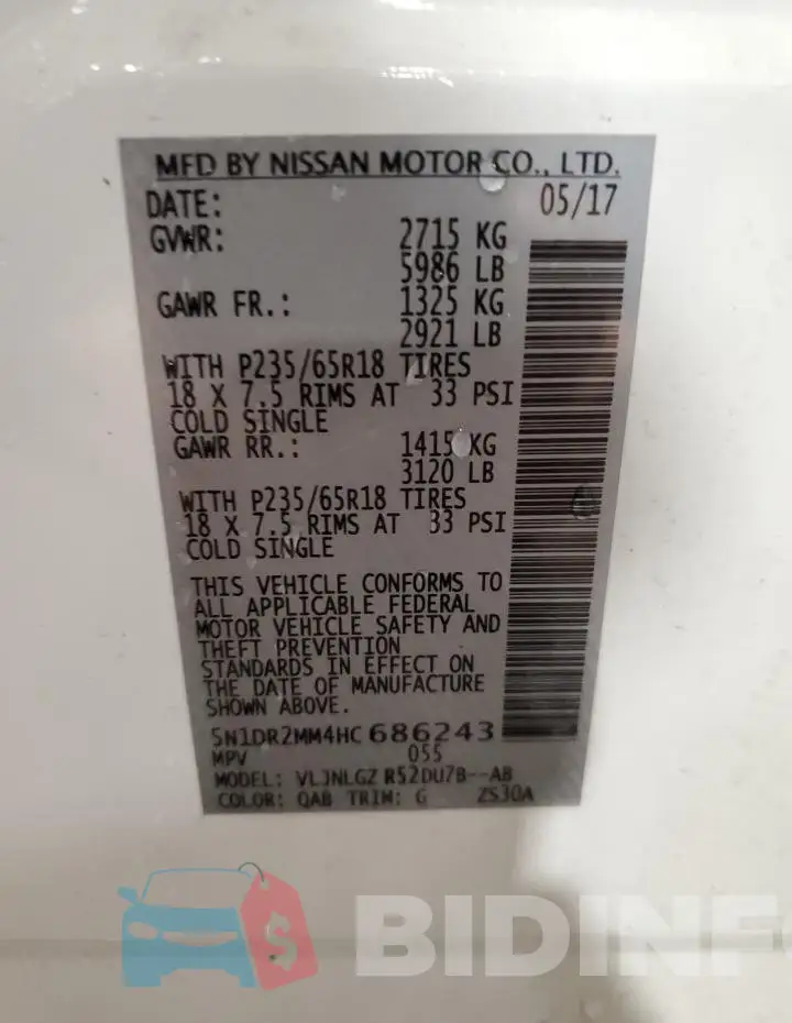 5N1DR2MM4HC686243 Photo# 14