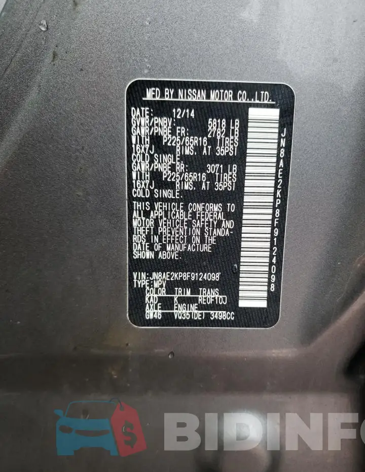 JN8AE2KP8F9124098 Photo# 13