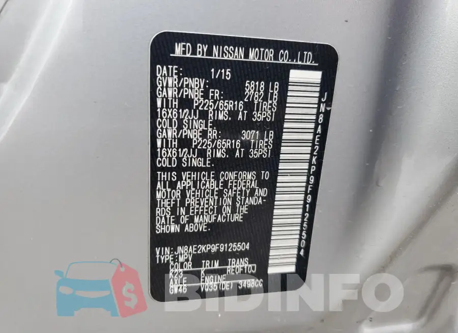 JN8AE2KP9F9125504 Photo# 13