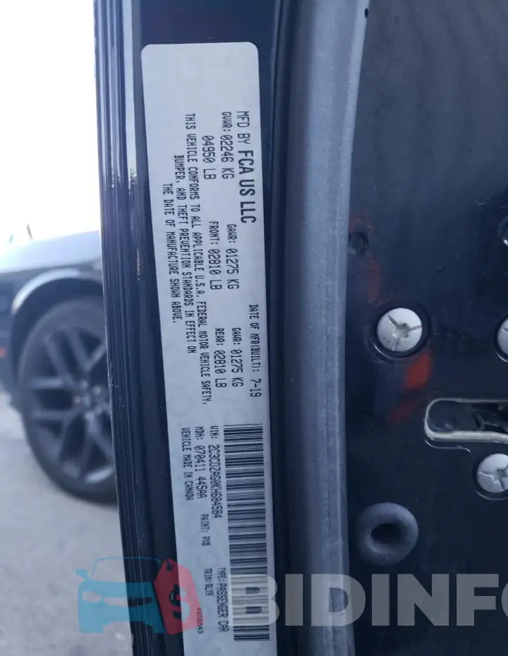 2C3CDZAG0KH684584 Photo# 12