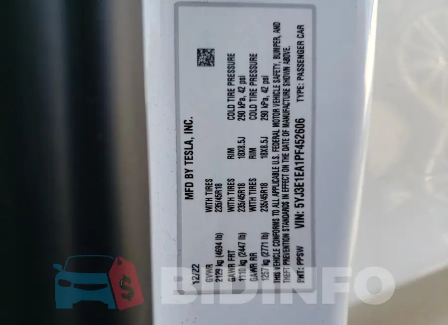 5YJ3E1EA1PF452606 Photo# 12