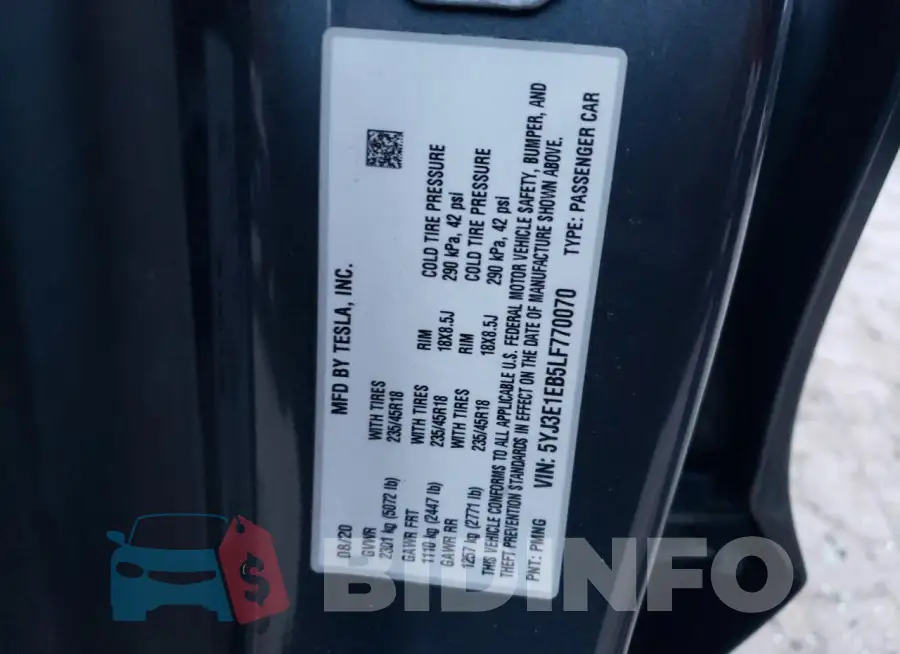 5YJ3E1EB5LF770070 Photo# 12