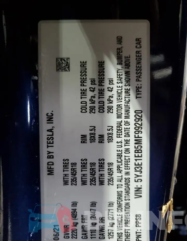 5YJ3E1EB5MF992920 Photo# 12