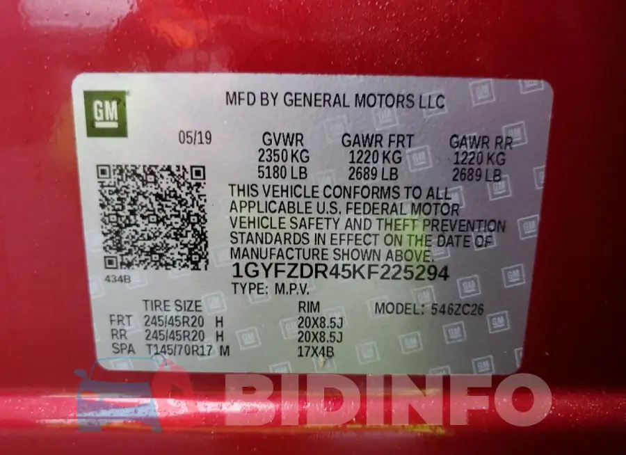 1GYFZDR45KF225294 Photo# 13