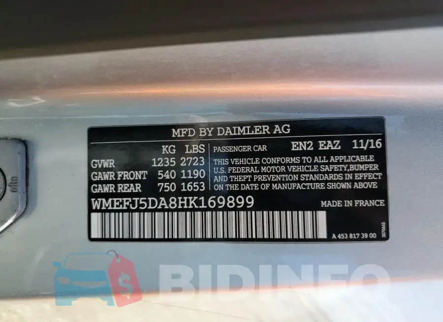 WMEFJ5DA8HK169899 Photo# 13