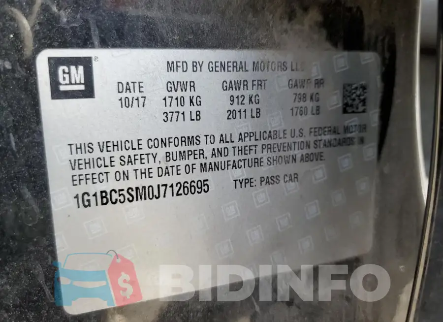1G1BC5SM0J7126695 Photo# 12