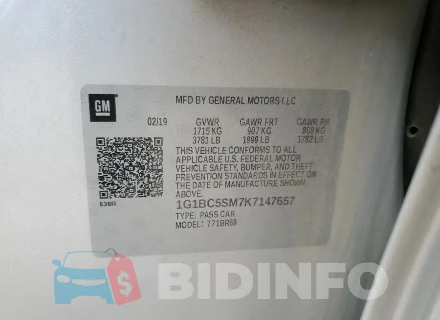 1G1BC5SM7K7147657 Photo# 12
