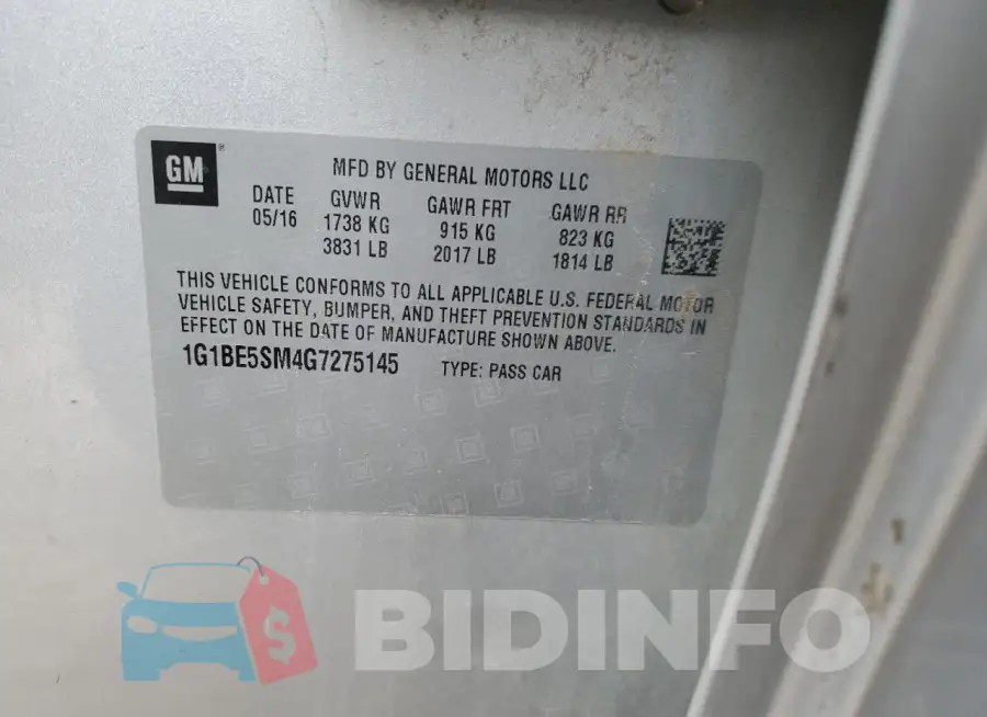1G1BE5SM4G7275145 Photo# 12