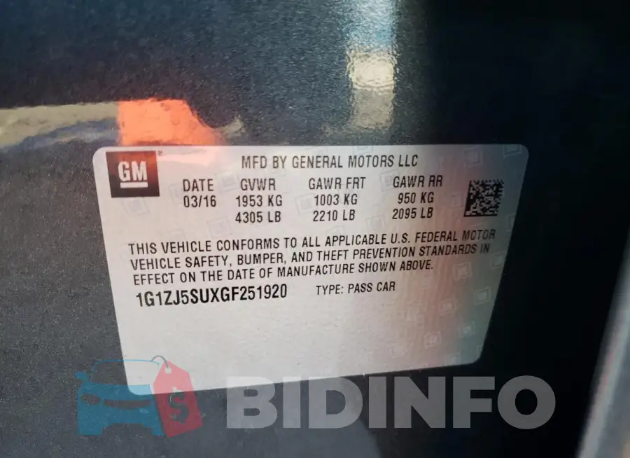 1G1ZJ5SUXGF251920 Photo# 12