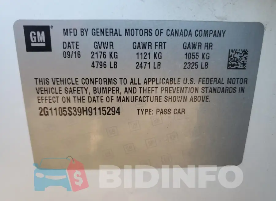 2G1105S39H9115294 Photo# 13