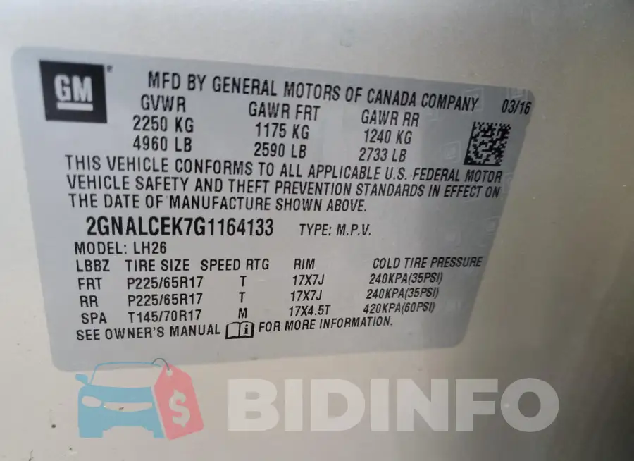 2GNALCEK7G1164133 Photo# 12