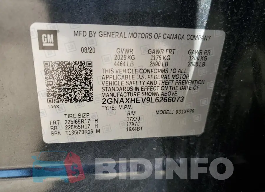 2GNAXHEV9L6266073 Photo# 13