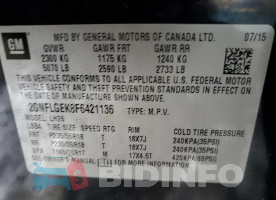 2GNFLGEK8F6421136 Photo# 13