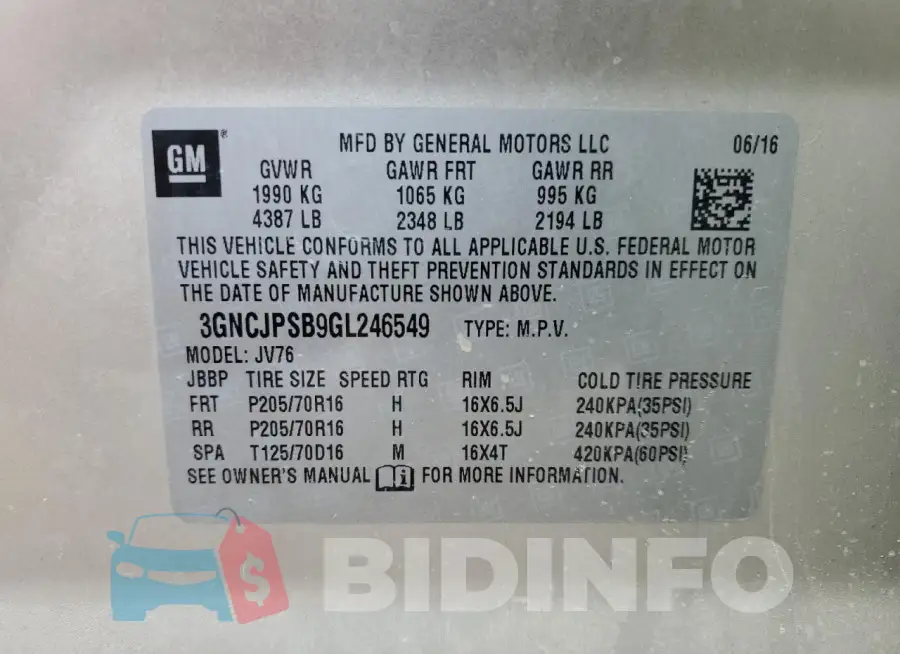 3GNCJPSB9GL246549 Photo# 13
