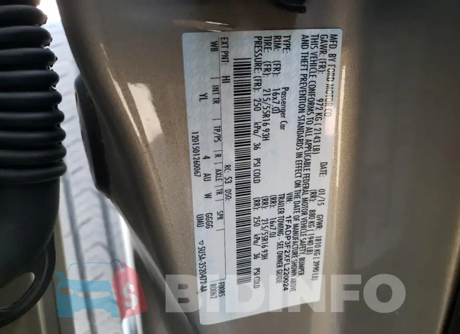 1FADP3F2XFL220024 Photo# 12