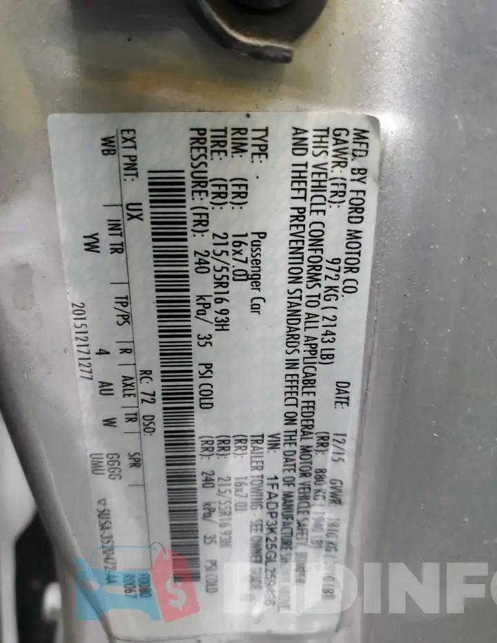1FADP3K25GL259496 Photo# 12
