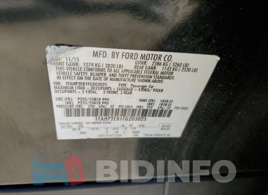 1FAHP2E81FG203025 Photo# 12