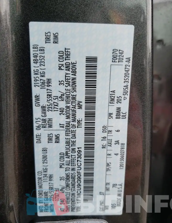 1FMCU9G90FUC73091 Photo# 12
