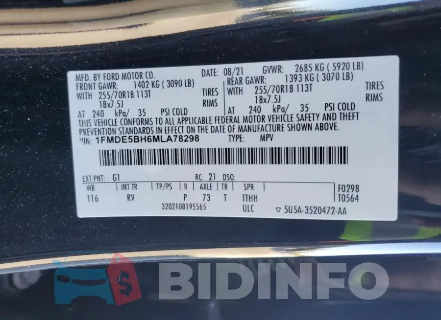 1FMDE5BH6MLA78298 Photo# 14