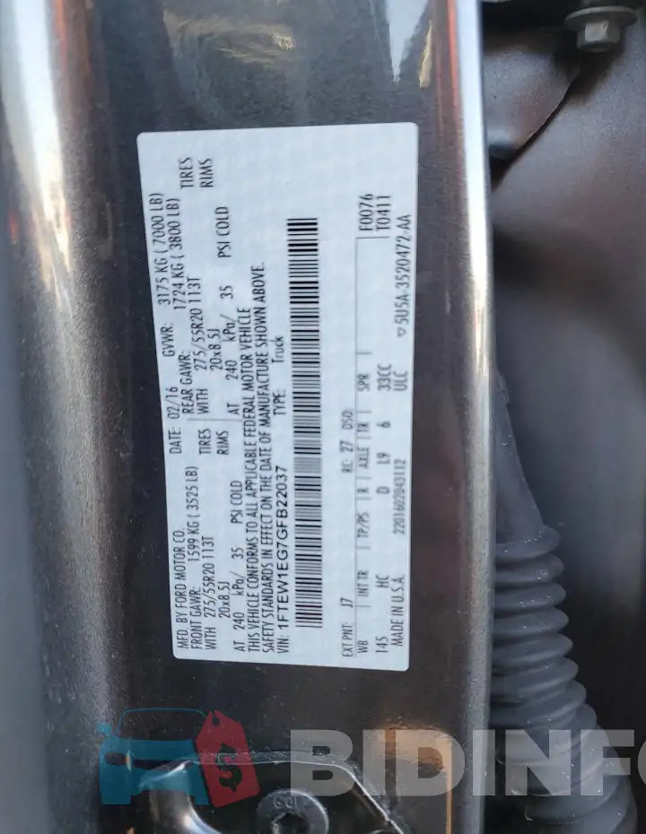 1FTEW1EG7GFB22037 Photo# 12