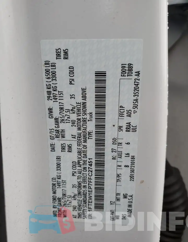 1FTEW1EP7FFC27451 Photo# 13