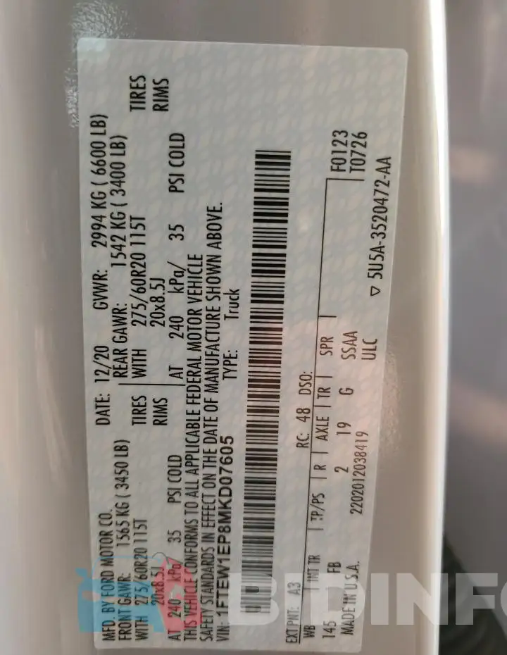 1FTEW1EP8MKD07605 Photo# 12