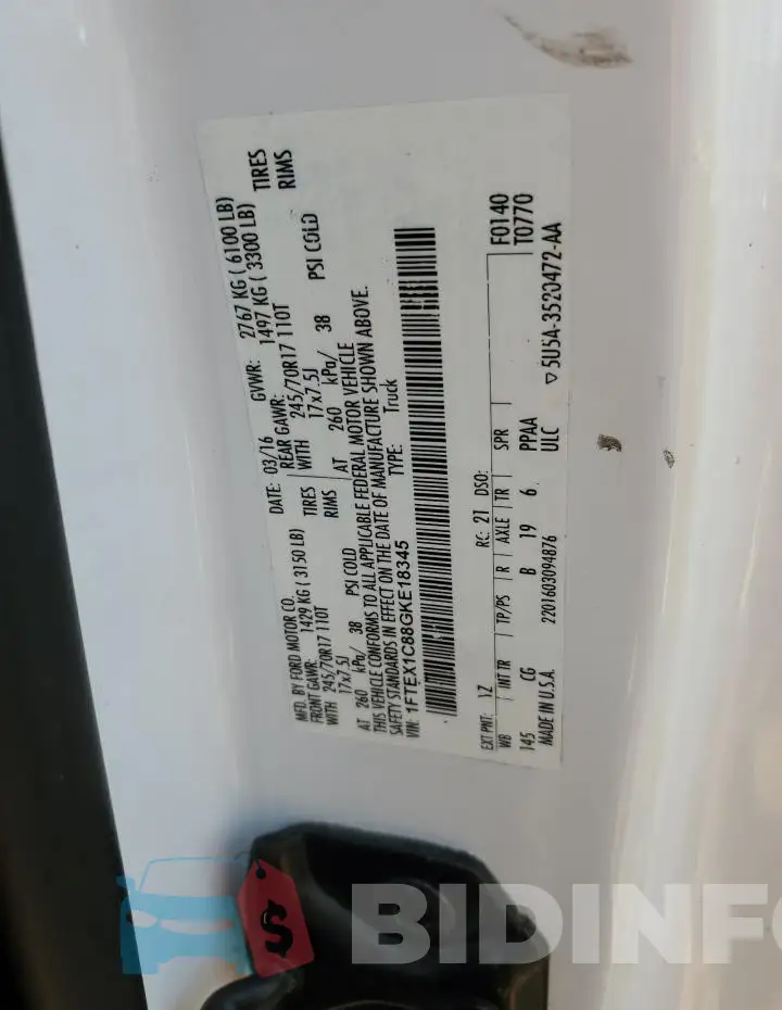 1FTEX1C88GKE18345 Photo# 12