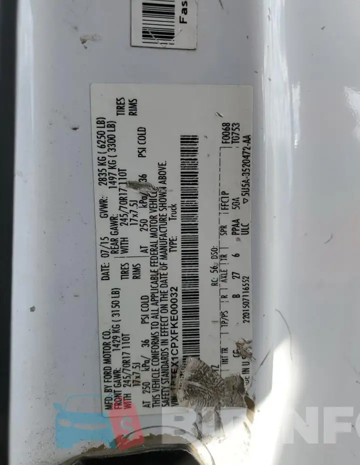 1FTEX1CPXFKE00032 Photo# 12