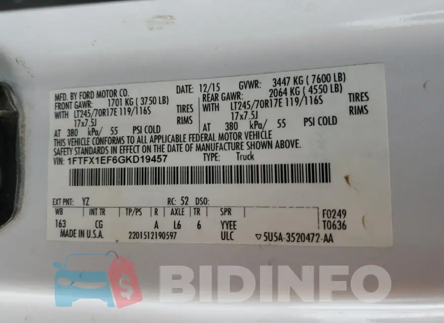 1FTFX1EF6GKD19457 Photo# 12