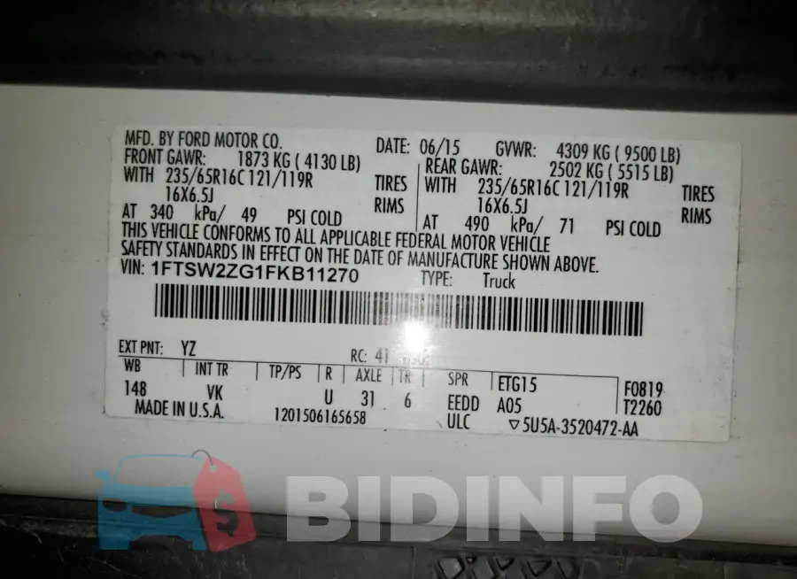 1FTSW2ZG1FKB11270 Photo# 12