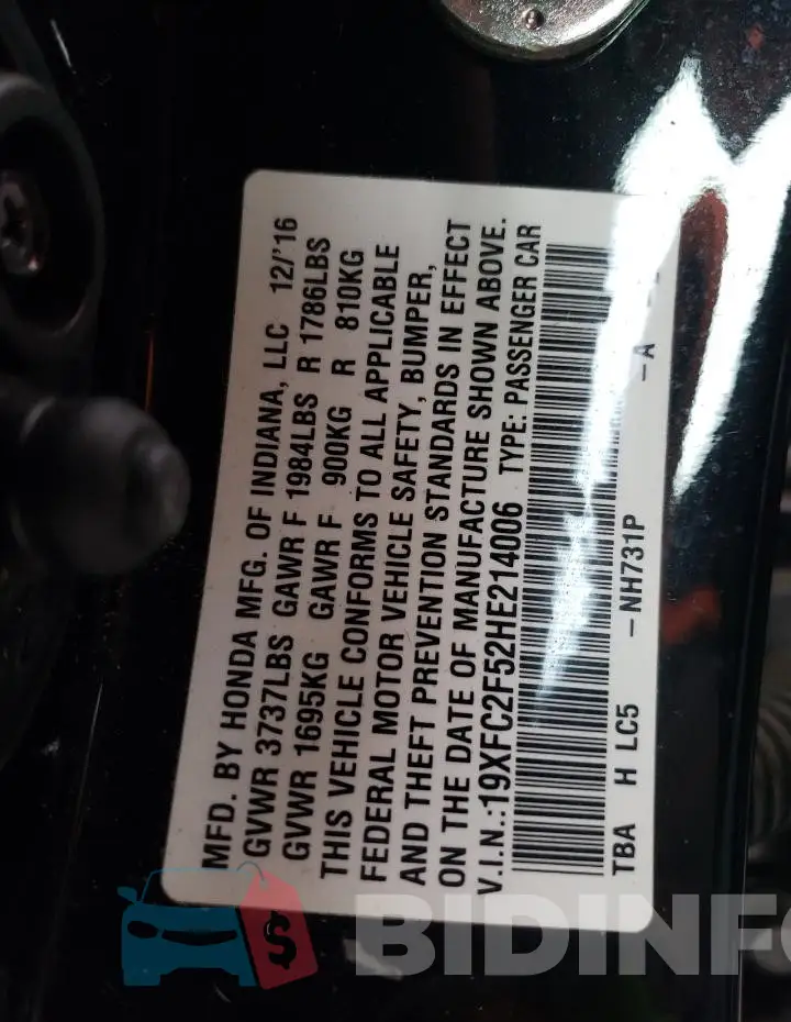 19XFC2F52HE214006 Photo# 12