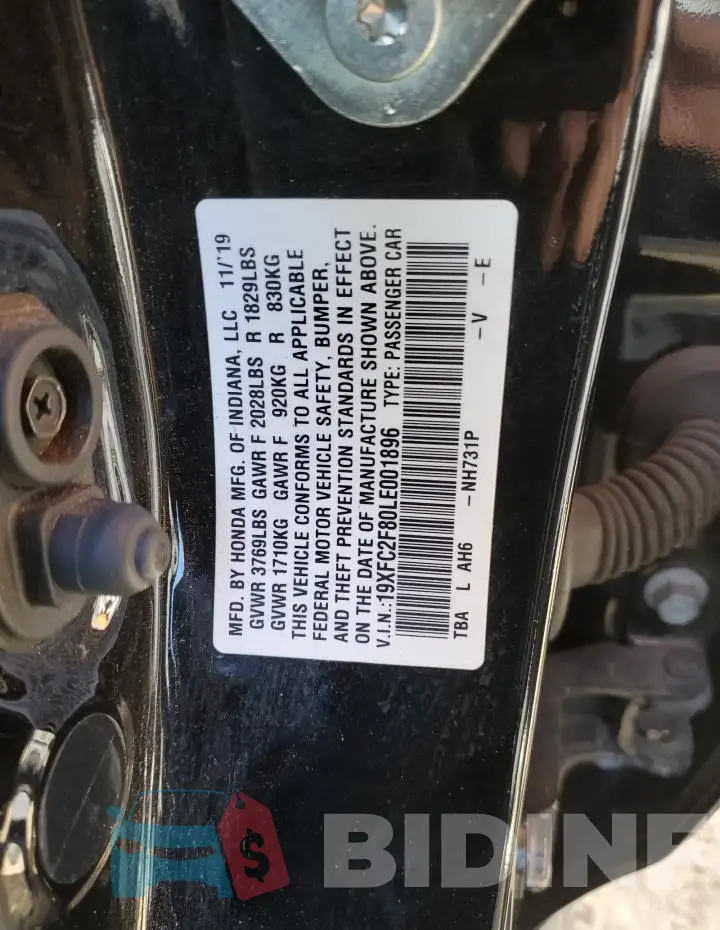 19XFC2F80LE001896 Photo# 12