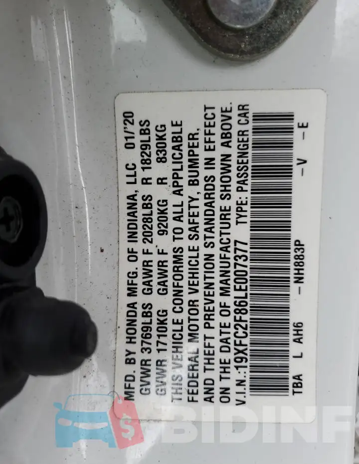 19XFC2F86LE007377 Photo# 13