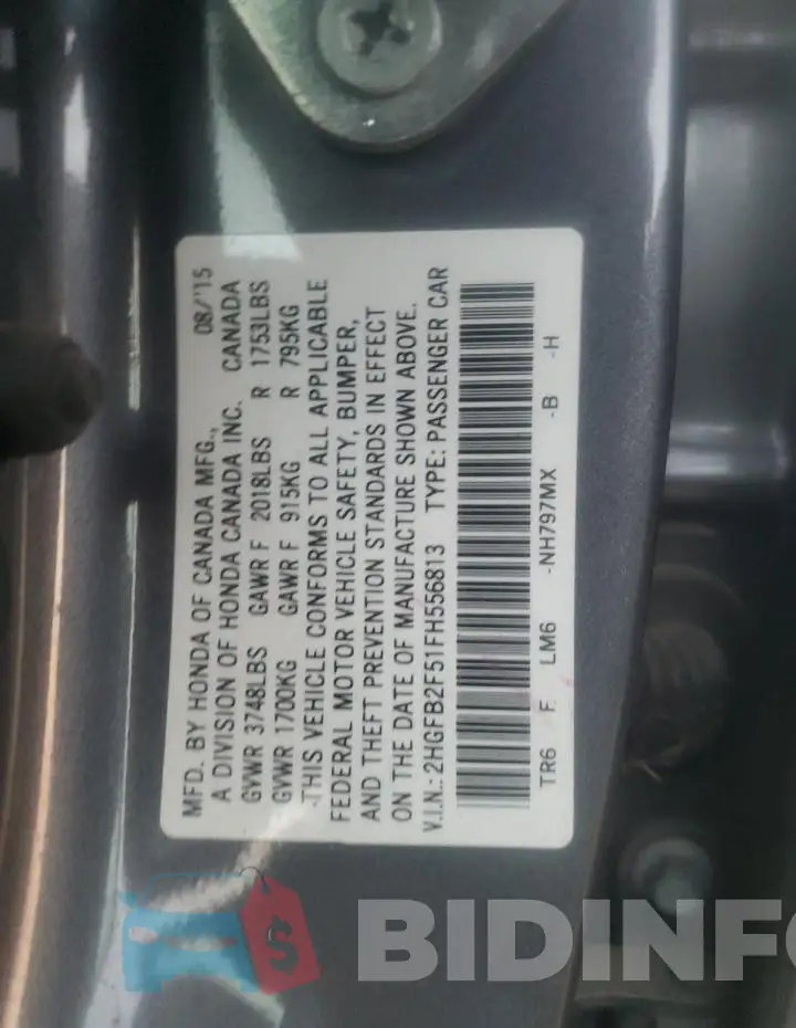 2HGFB2F51FH556813 Photo# 12