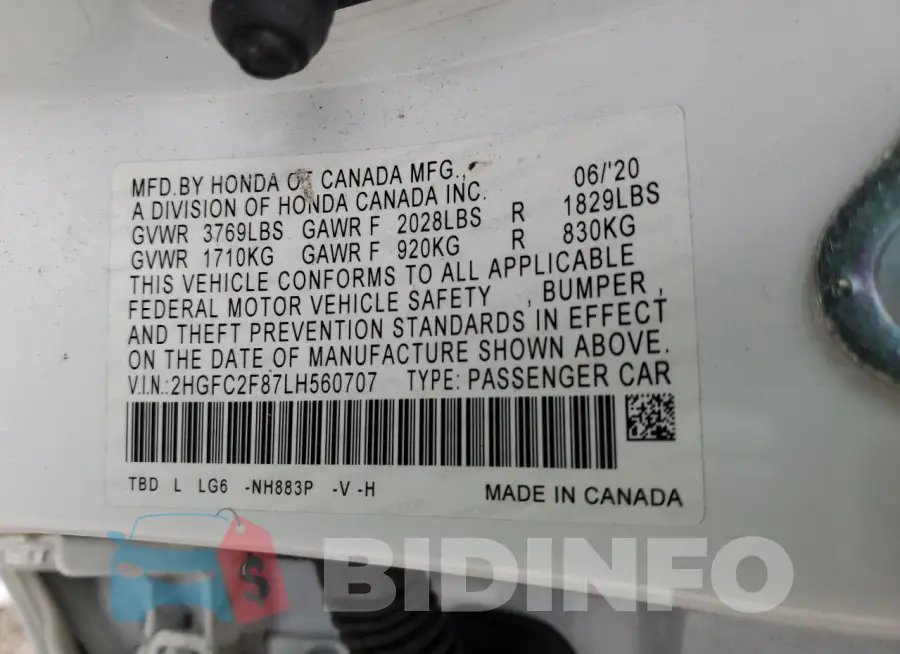 2HGFC2F87LH560707 Photo# 12