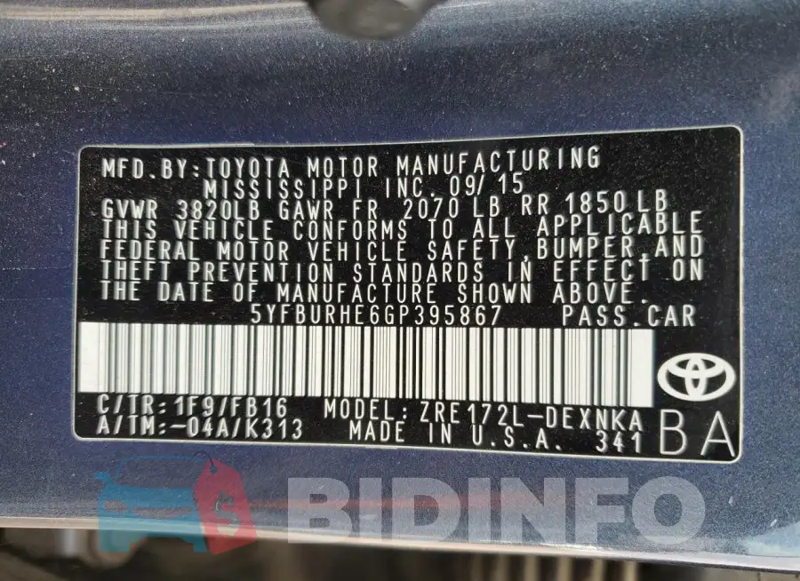 5YFBURHE6GP395867 Photo# 12