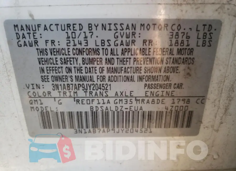 3N1AB7AP9JY204521 Photo# 12