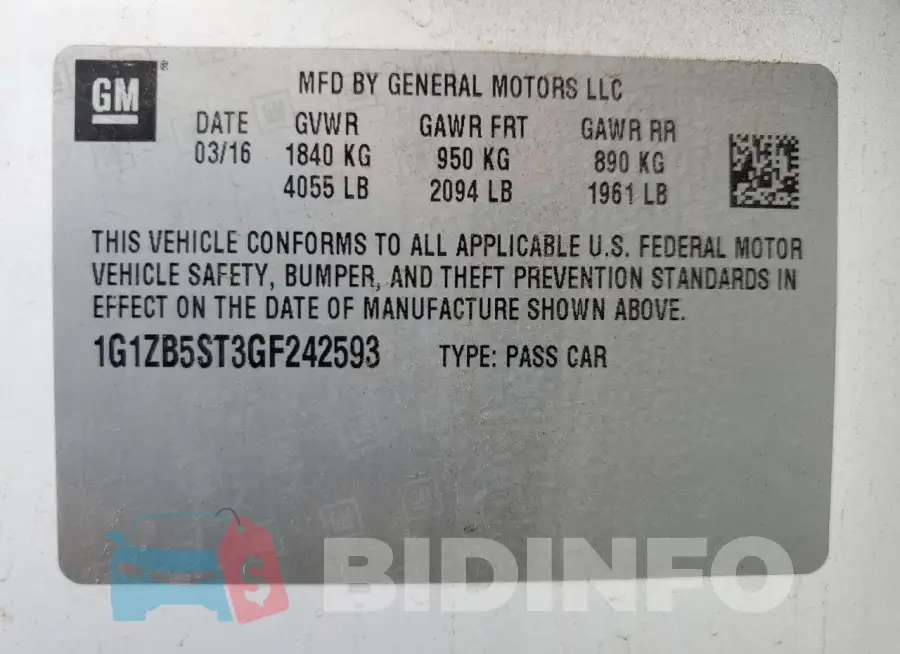 1G1ZB5ST3GF242593 Photo# 12