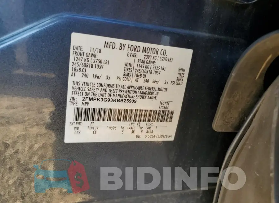 2FMPK3G93KBB25909 Photo# 12